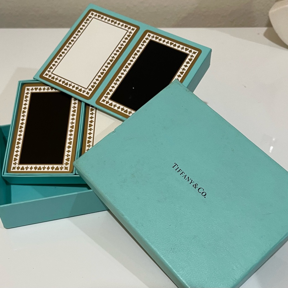 Vintage Tiffany & Co Set of 2 Playing Card Decks, Black & White